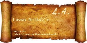 Lovas Arikán névjegykártya